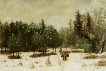 Eingang zum Wald im Winter. Schneeeffekt, 1873